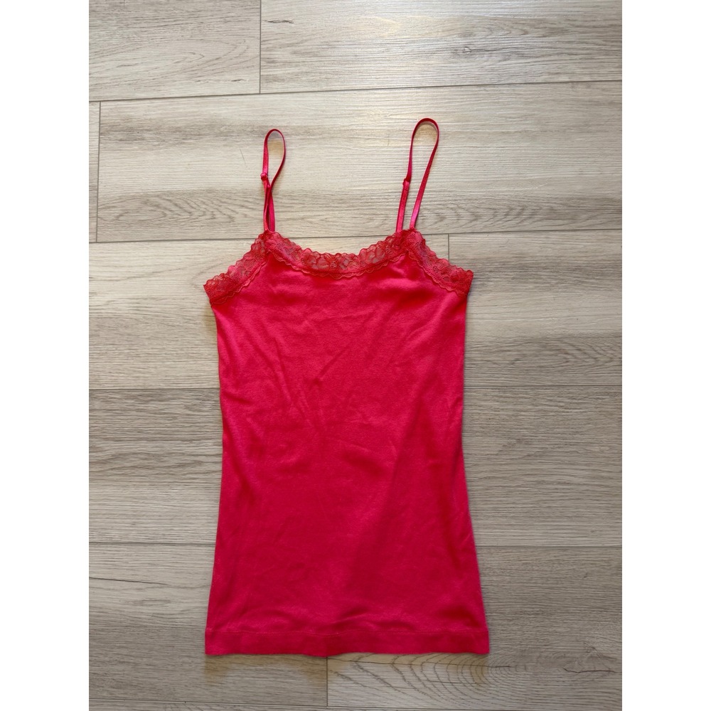 Gap Pink Lace Trim Cami Camisole Tank Top Adjustable Straps Women's XS Retro Y2K